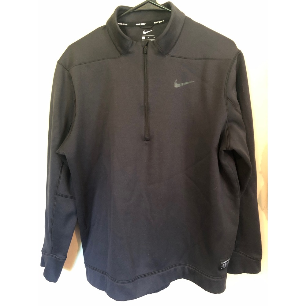 Nike Golf Mens Quarter Zip Pullover Black Mock Neck Sweatshirt L